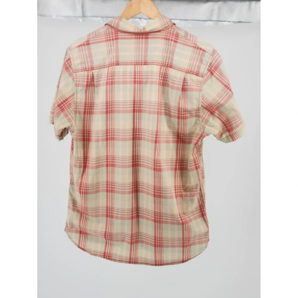 The North Face Mens Red Plaid Short Sleeve Western Button Up Shirt Medium M